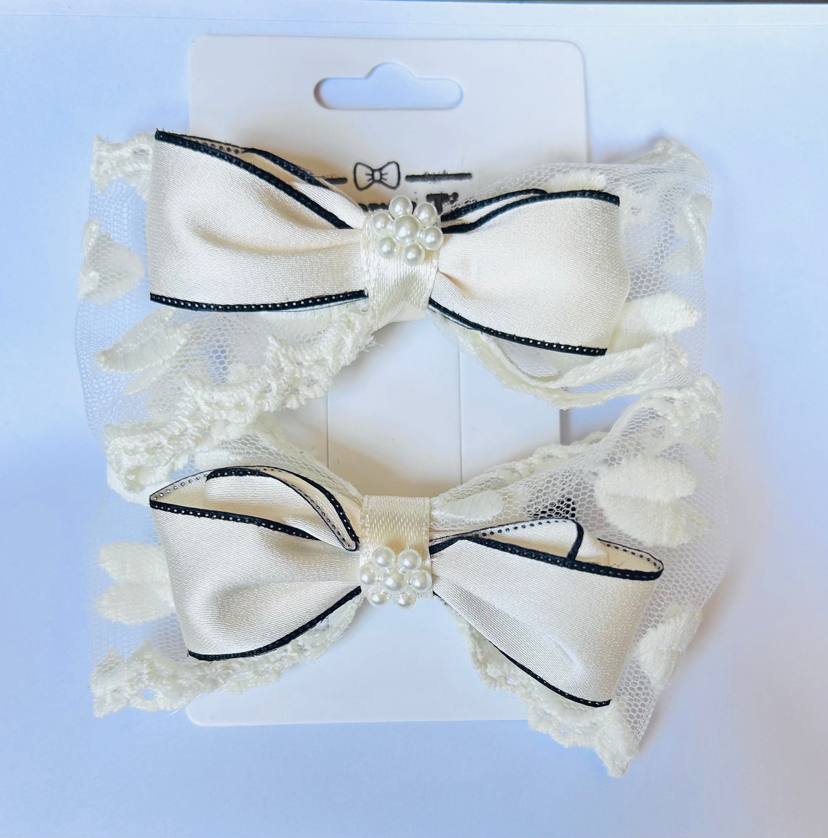 Lace & Satin Hair Bow Set