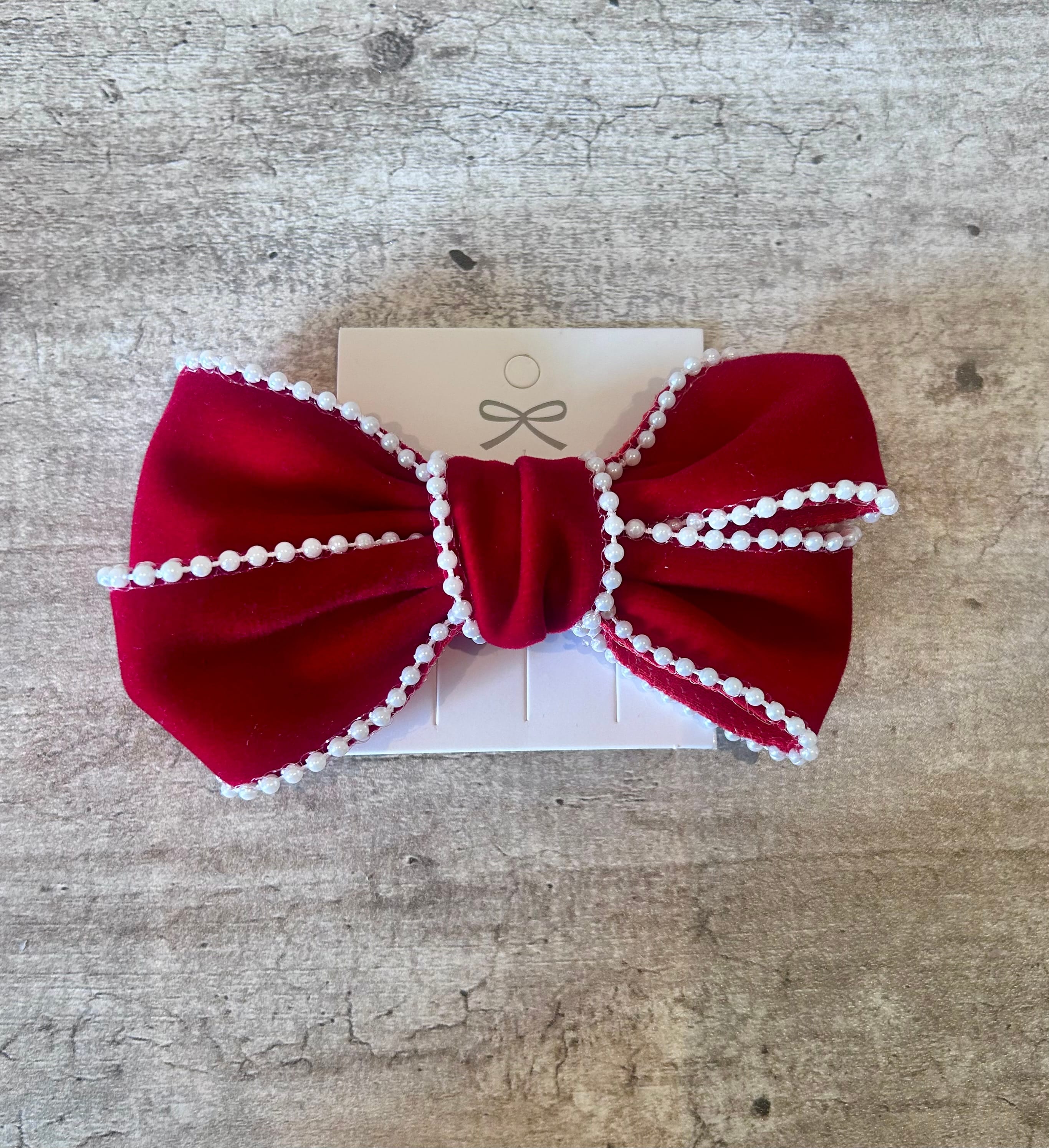 Scarlet Velvet Pearl Bow